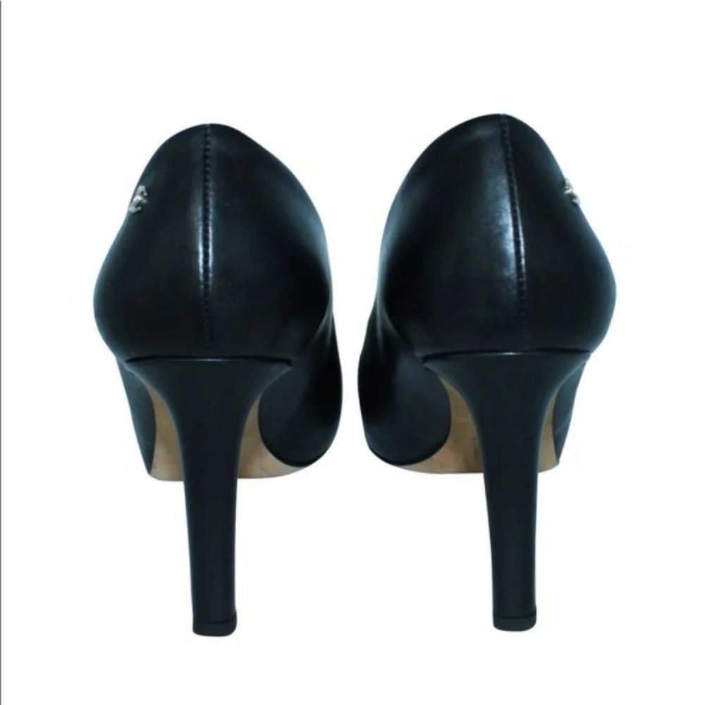 CHANEL Black Leather Cap Toe Pumps Size 37 - Picture 4 of 12